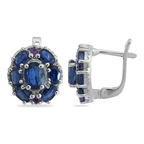 BUY REAL BLUE KYANITE FLORAL EARRINGS IN 925 STERLING SILVER